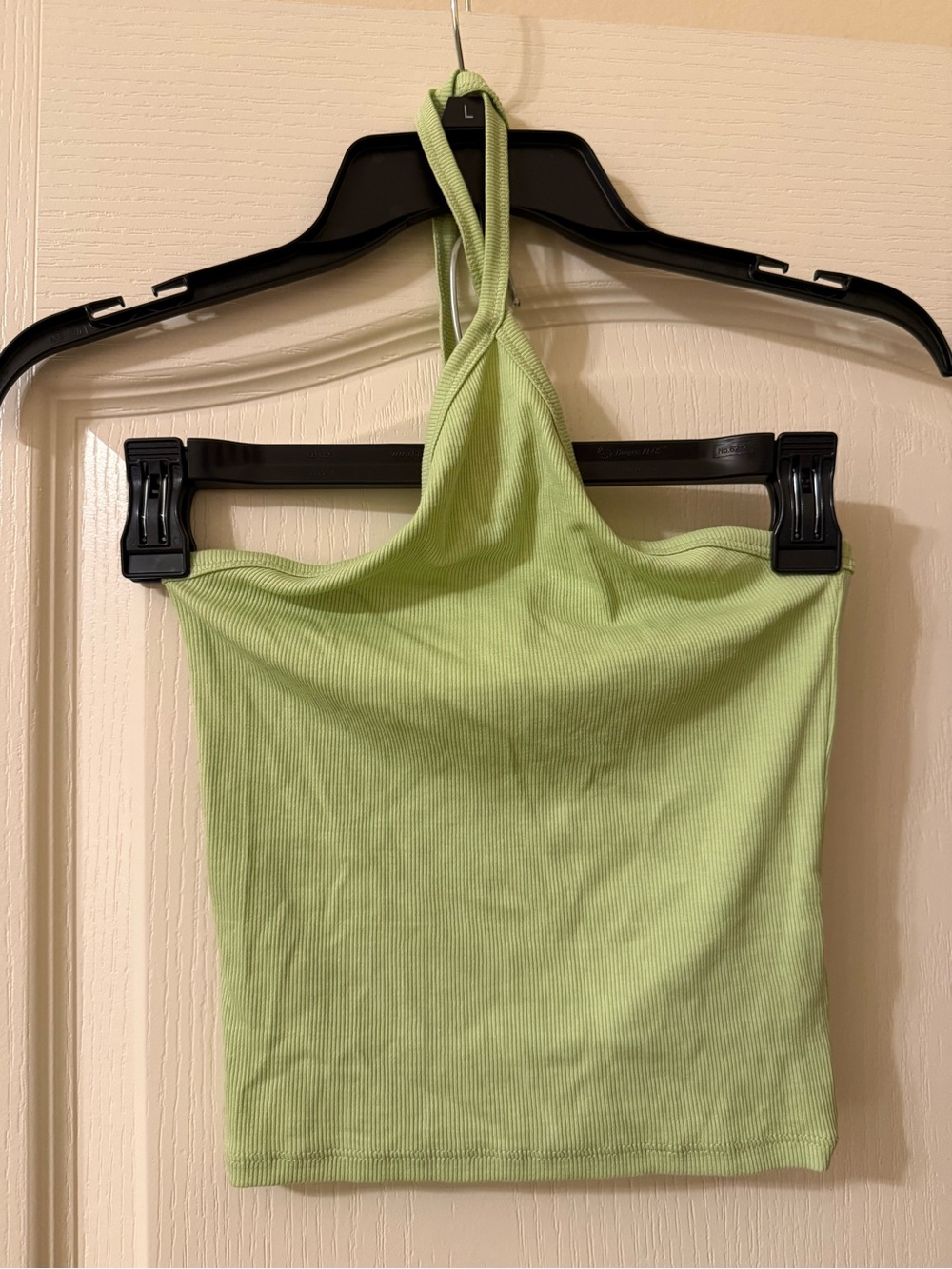 Madewell Pastel Green Ribbed Halter Crop Top